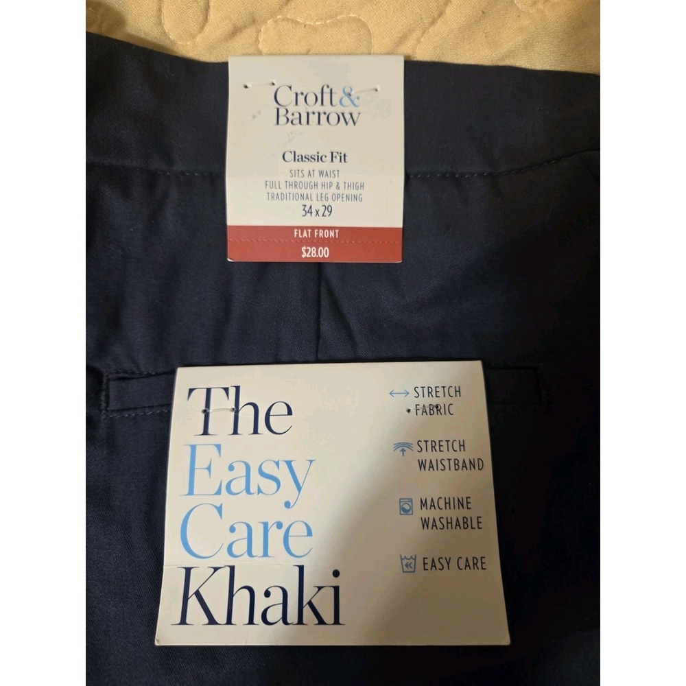Croft & Barrow Easy Kahki Men's Navy Blue Straight Classic 34x28.5 NWT - Picture 6 of 7